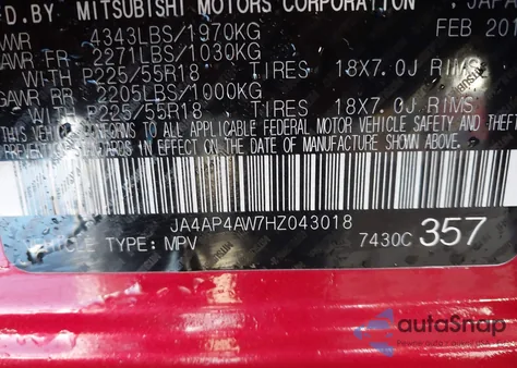 2017 Mitsubishi Outlander Sport 2.4 Sel from USA, damaged, VIN JA4AP4AW7HZ043018
